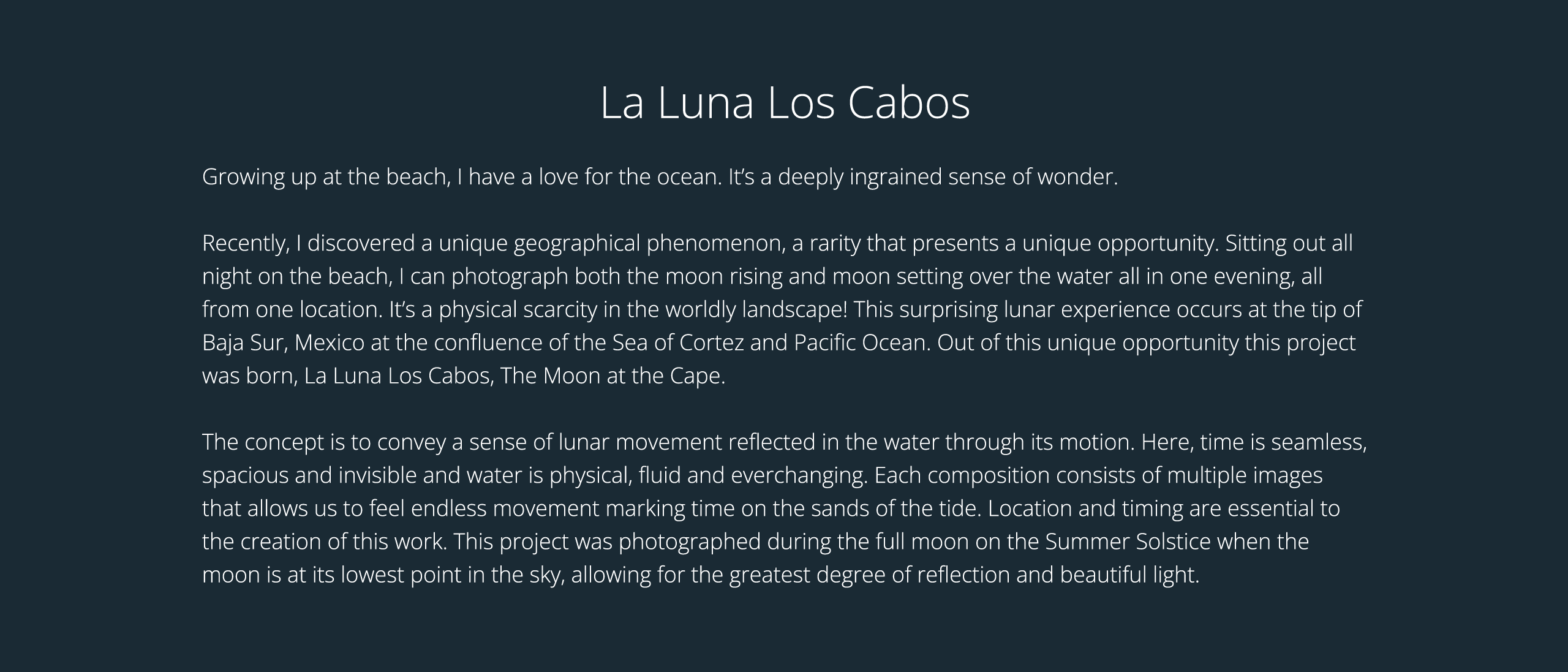 Artist Statement La Luna Los Cabos